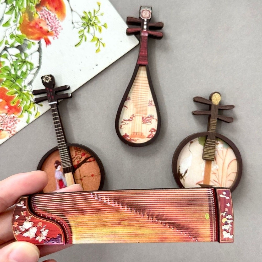 Musical Instrument Ancient - Lot de 4 aimants de réfrigérateur