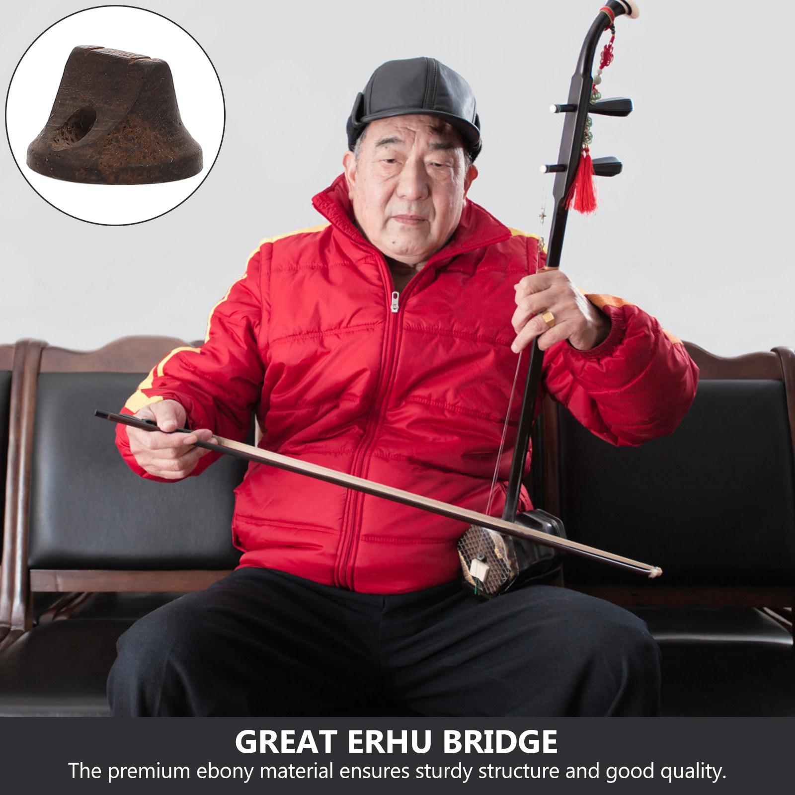Musical Instrument Ancient - Pont d'Erhu chinois en ébène, 2